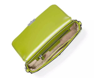 Michael Kors Bradshaw Woven Leather Convertible Shoulder Bag Lime