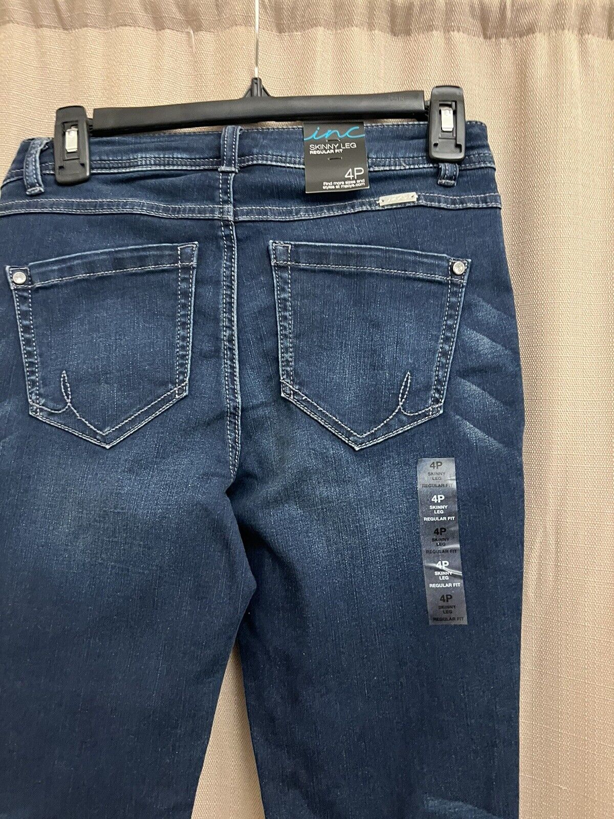 INC Womens Pettites Mid-Rise Five-Pickets Skinny Jeans Blue 4P
