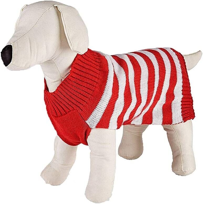 Family Pajamas Matching Holiday Stripe Pet Sweater (Red, XSmall)
