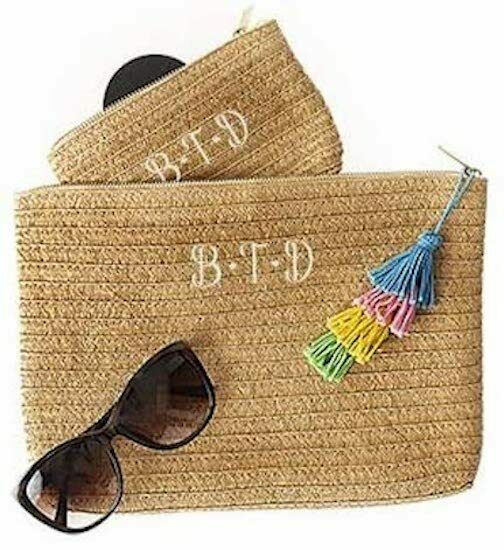 Cathy's Concepts Personalized Straw Clutch Set with Tassel
