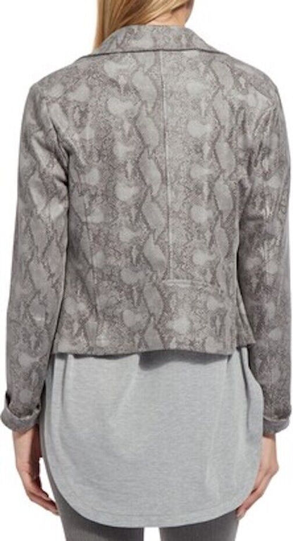 Lyssé Snake skin Print Moto Jacket in Nickel Snake Small