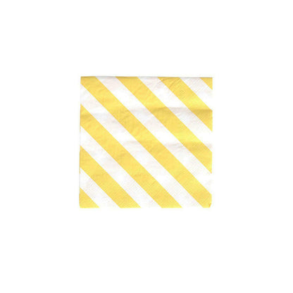Oh Happy Day Paper Napkins Pack of 10 White and Yellow Diagonal Stripes