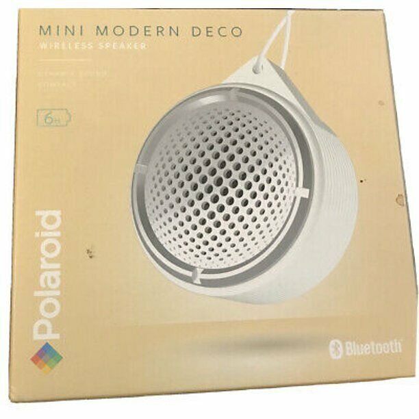 Polaroid Bluetooth Mini Modern Deco Wireless Speaker, White/Silver