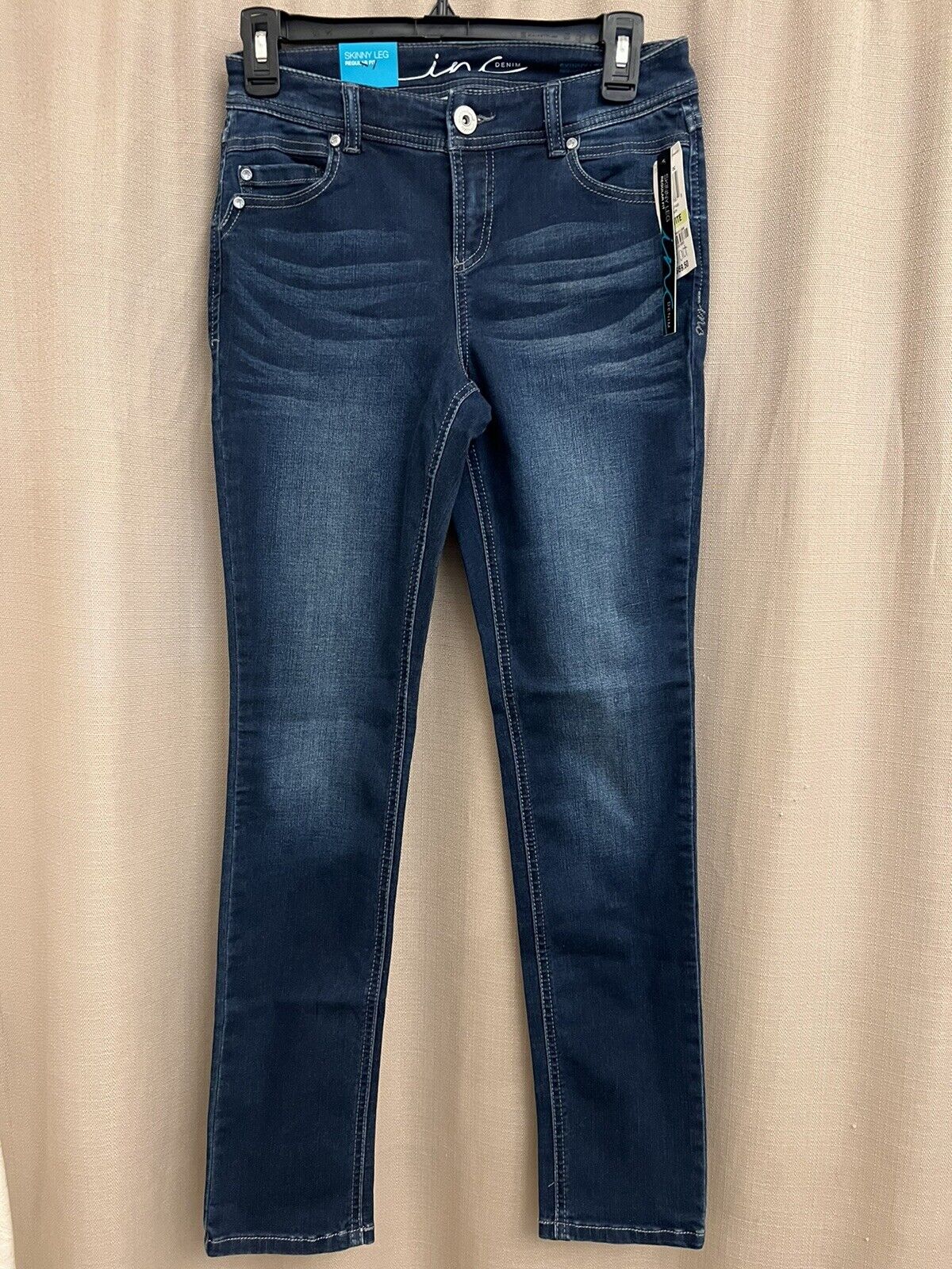 INC Womens Pettites Mid-Rise Five-Pickets Skinny Jeans Blue 4P
