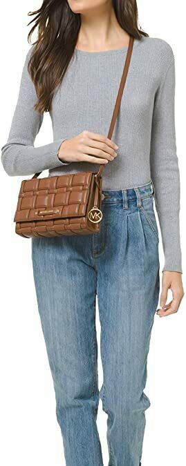MICHAEL Michael Kors Women's Ivy Woven Large Clutch Crossbody Bag Luggage