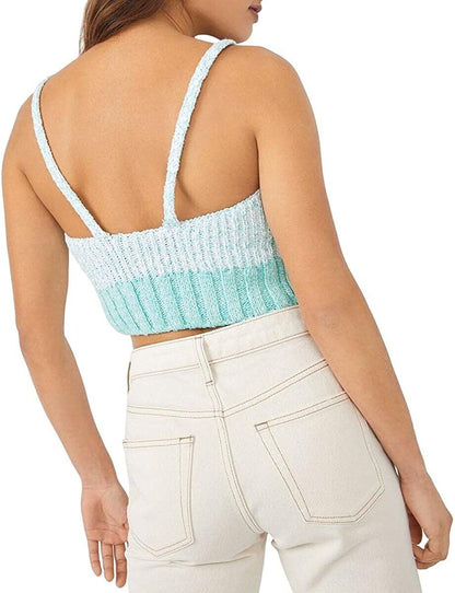 Free People Intimately Womens Here All Day Knit Crop Bralette Blue S