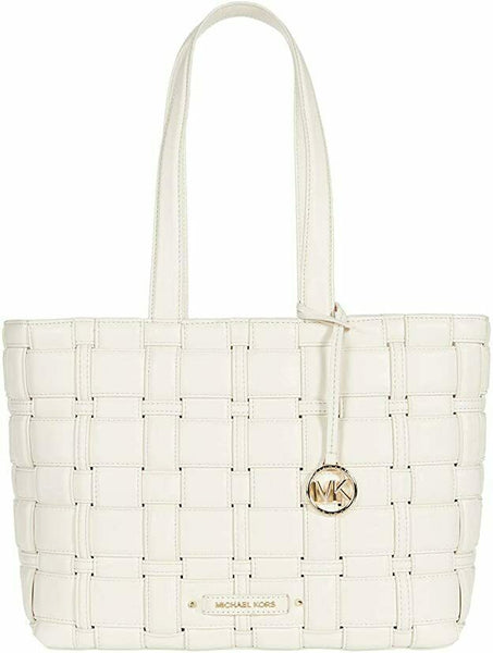 Michael Kors Ivy Tote East West Woven Tote Light Cream Medium