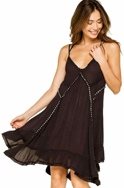 Free People Women's Sway with Me Trapeze Dress in Black Black Size XS