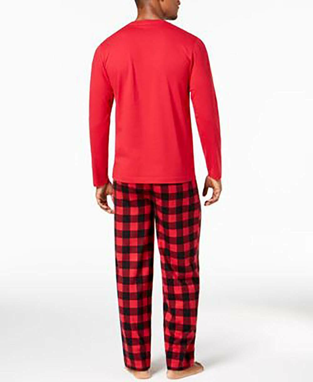 Family PJs Mens Fleece Navidad 2-Piece Long Sleeve Plaid Bottom Pajama Set S