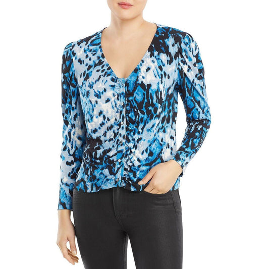 Single Thread Womens Ruched Printed Blouse L