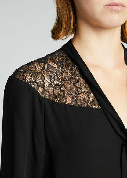 THEORY Long-Sleeve Lace Yoke Top S