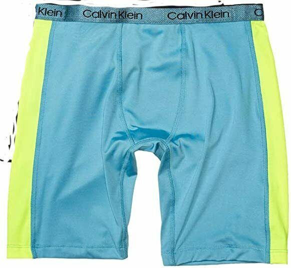 Calvin Klein Boys' Long Length Performance Boxer Brief Underwear Blue XL