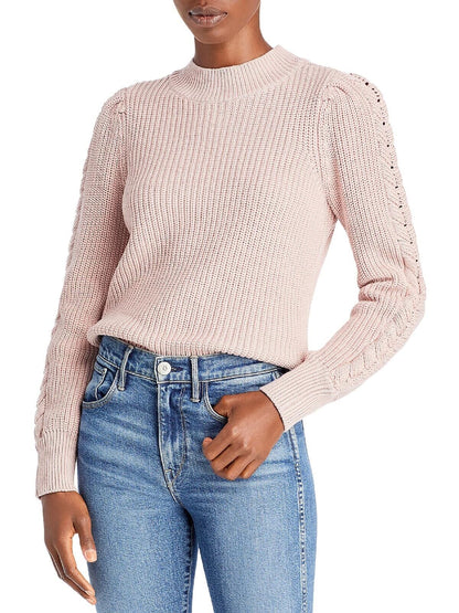 Pull à col roulé et manches bouffantes en tricot torsadé pour femmes Aqua XL