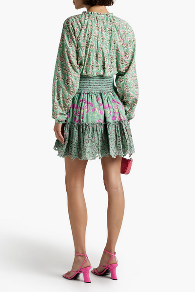 HEMANT & NANDITA Embellished floral-print cotton mini dress XXL