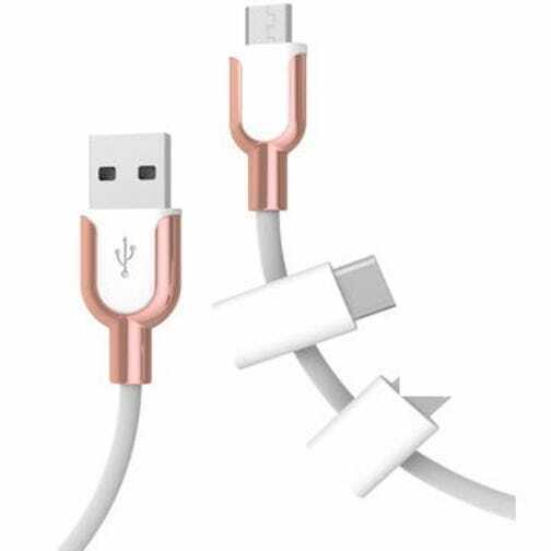 Electric Candy 3 Ft Micro Usb Cable In White And Gold