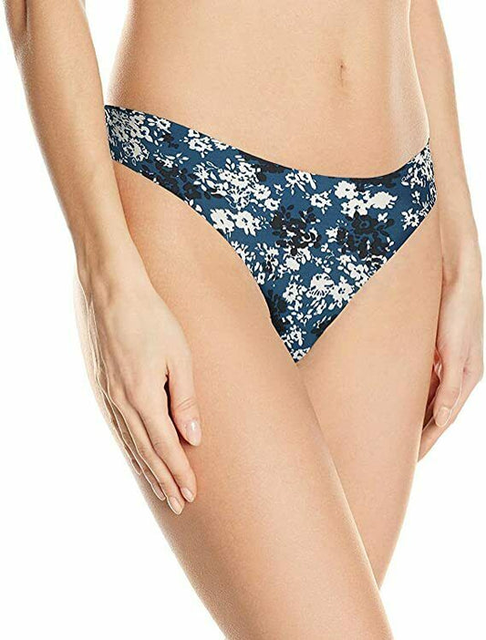 Calvin Klein Womens Invisible Thong Panty (X-Small, Lyria Blue Floral