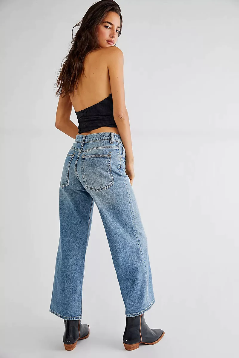 Free People Chalet High Waist Ankle Wide Leg Jeans 25