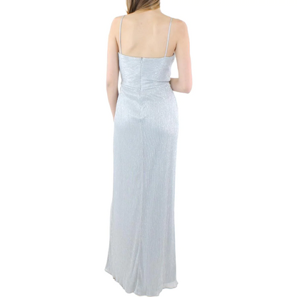 AQUA FORMAL Womens Silver Twist Front Full-Length Formal Gown Dress 4