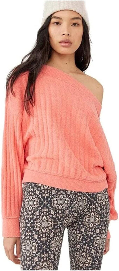 Free People Women's Cabin Fever Ribbed Sweater Coral XS