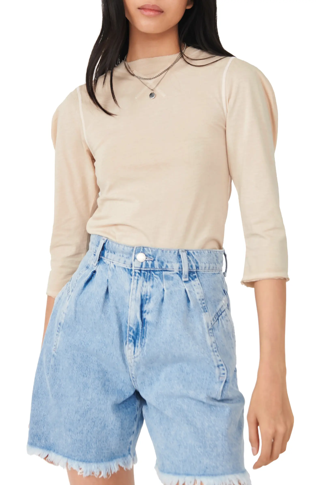 Free People Clover Puff Shoulder Top S