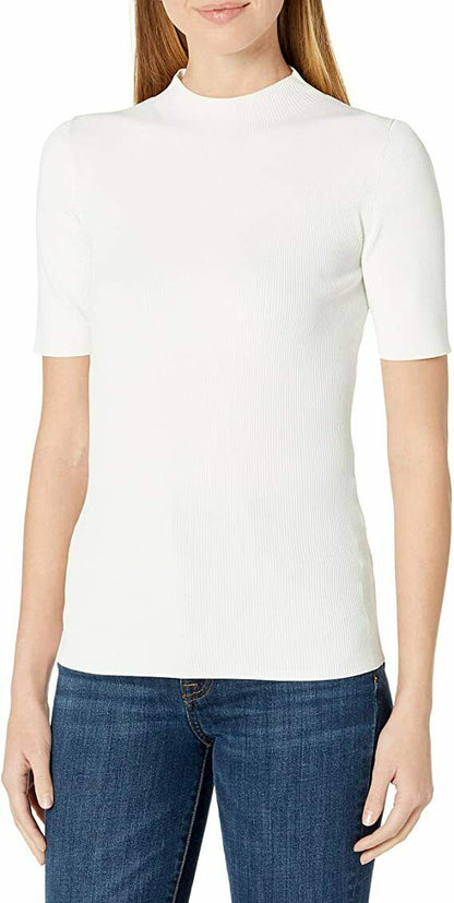 Theory Women's Turtleneck in Compact Crepe White Small