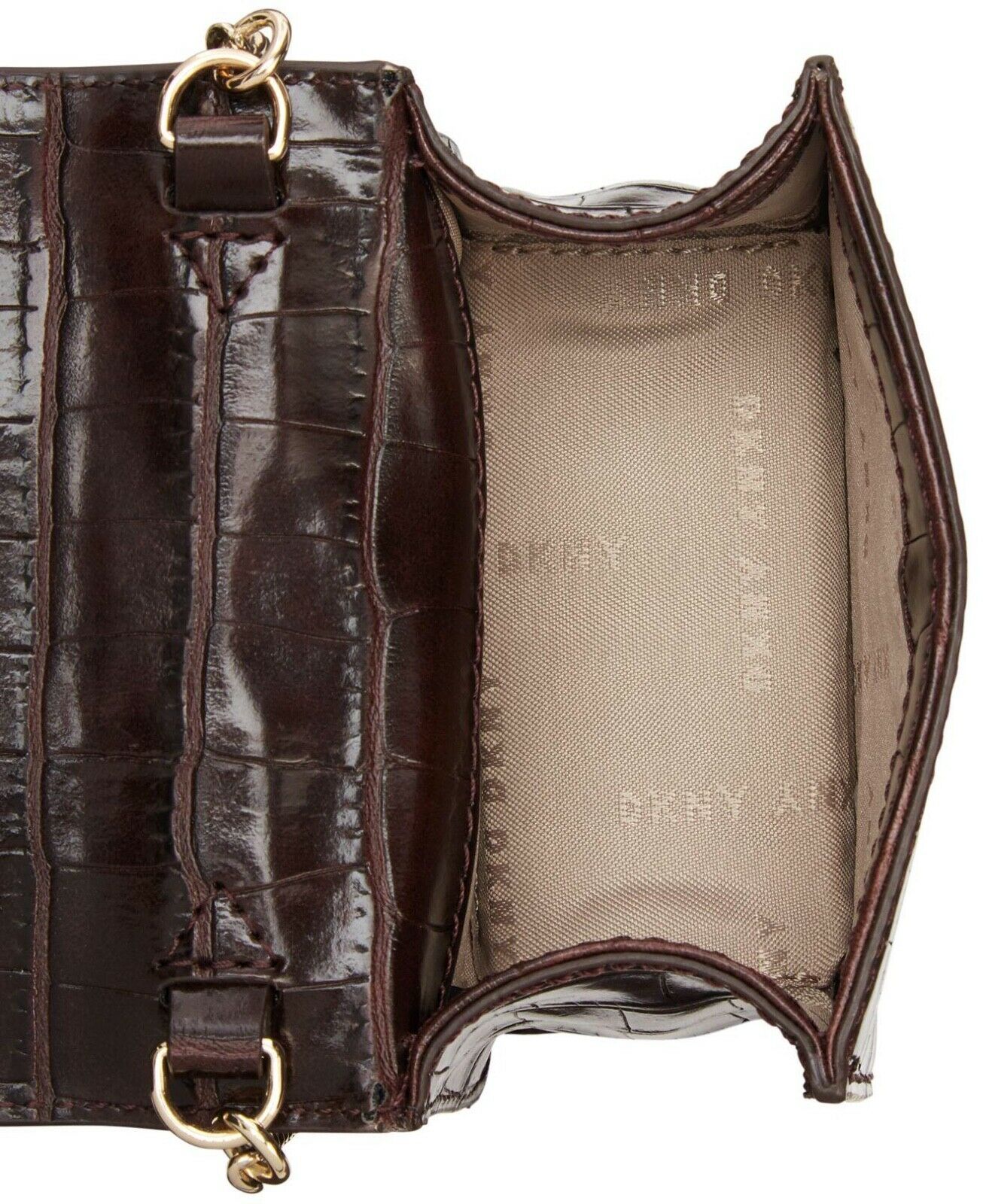 DKNY DKNY micro crossbody bag in black croco print leather