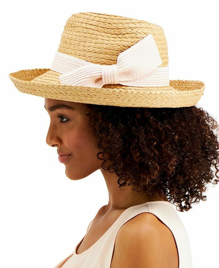 INC Womens Beige Straw Bow Accent Straw