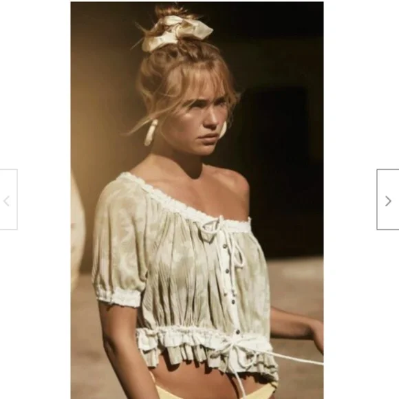 FREE PEOPLE Perfect Day Ribbed Ruffle Top