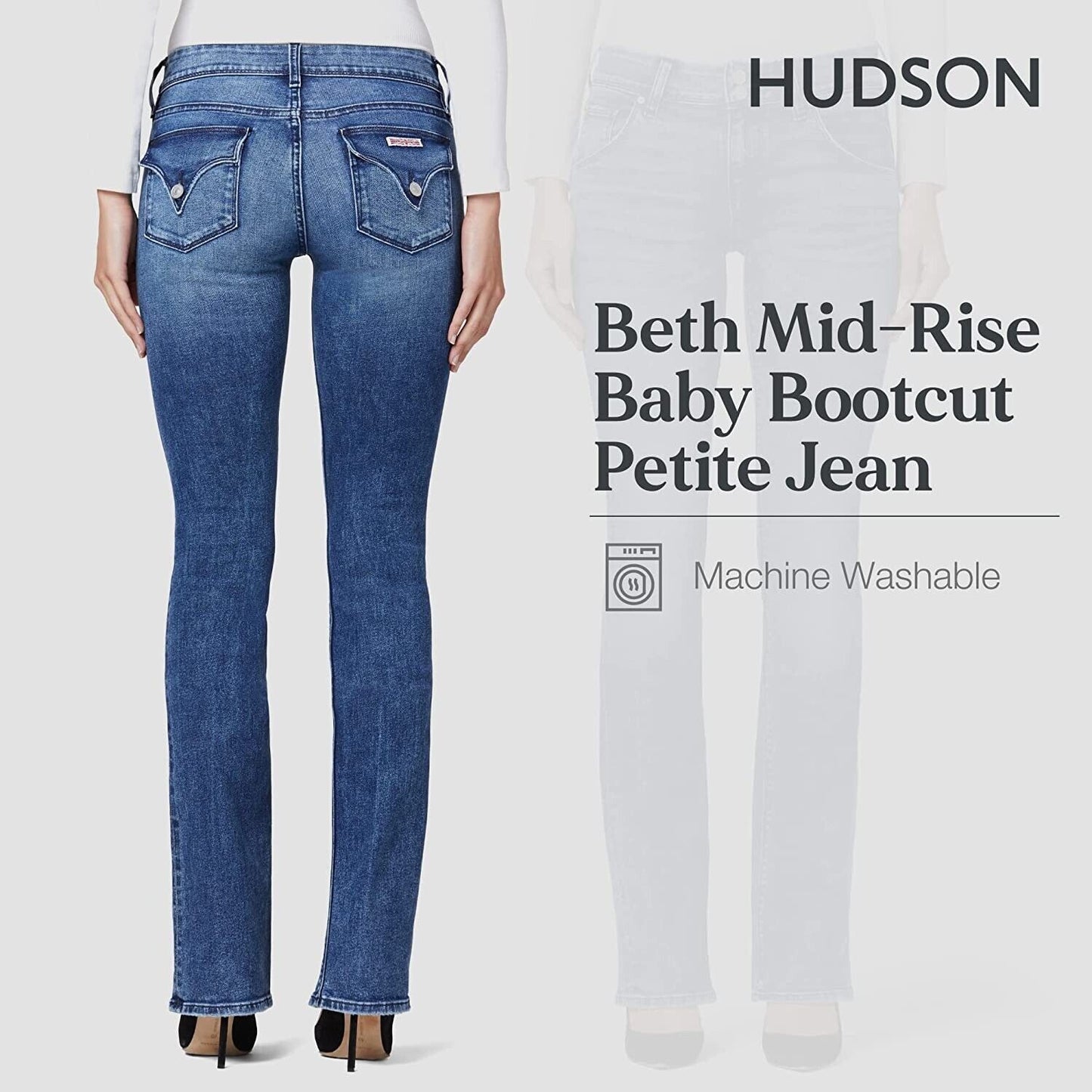 HUDSON Jeans Women's Beth Mid Rise, Baby Bootcut Jean 34