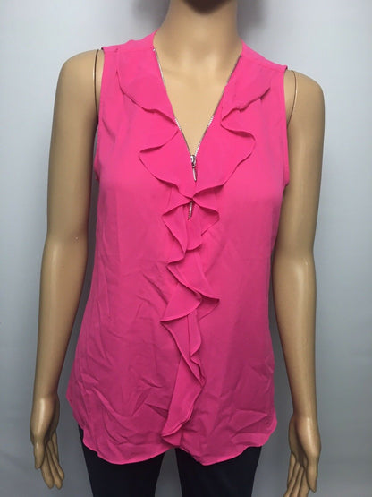 INC International Concepts Petite Ruffled Zipper Top Pink Lightning PM ($59.50) - Outlet Designers