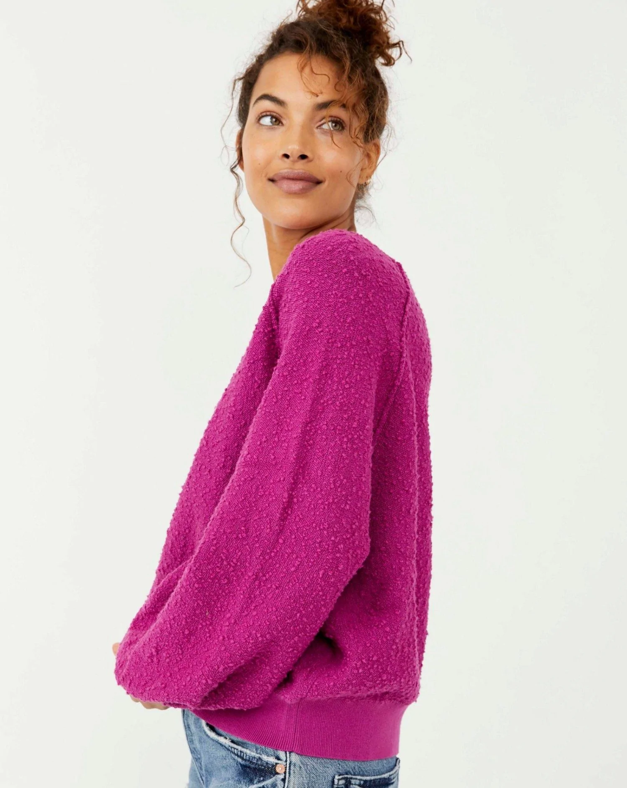 Free People Womens Found My Friend Pullover in Wild Aster S