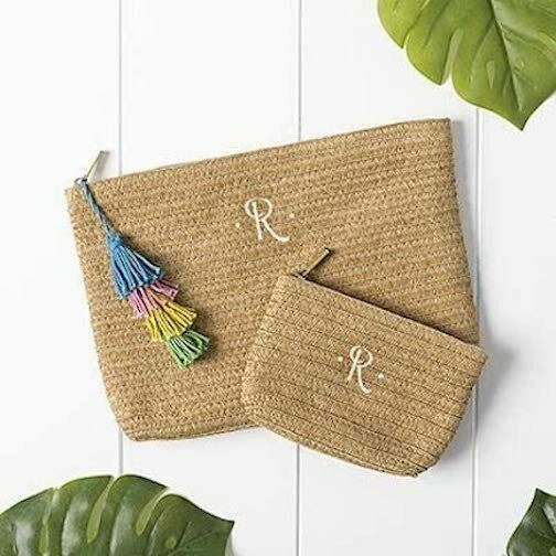 Cathy's Concepts Personalized Straw Clutch Set with Tassel