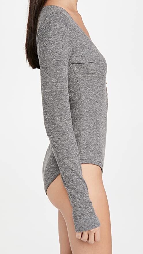 Free People Women's Dylan Thermal Bodysuit Charcoal S