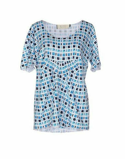 MARNI Poplin Circle Top in Turquoise S - Outlet Designers