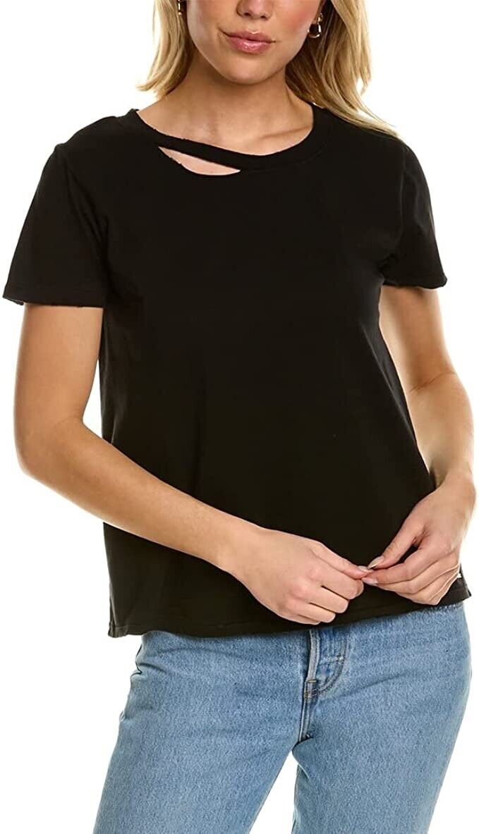 n:PHILANTHROPY Women's Harlow Round Neck Short Sleeve Distressed T Shirt M