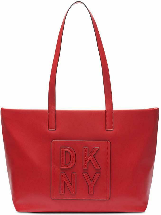 DKNY Tilly Stacked Logo Top Zip Tote Medium Red - Outlet Designers