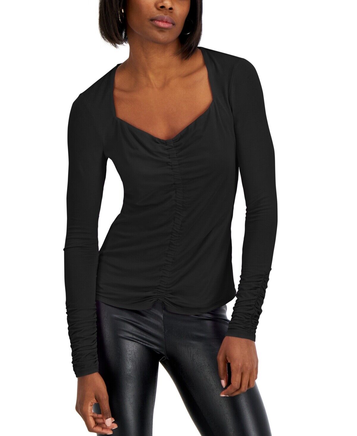 INC INTERNATIONAL CONCEPTS Ruched-Front Top S