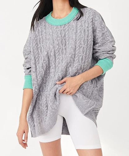 Free People Women’s Olympia Tunic Sweater Grey Combo XS