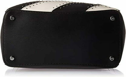 calvin klein karsyn leather backpack tote Calvin Klein Black White Leather Karsyn Studded Tote Bag