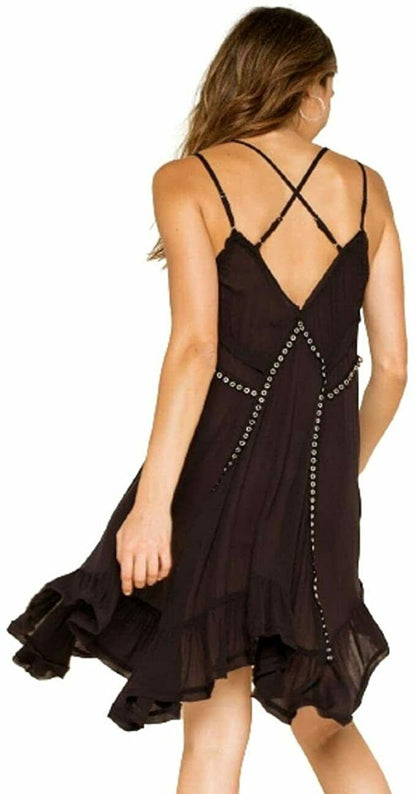 Free People Women's Sway with Me Trapeze Dress in Black Black Size XS