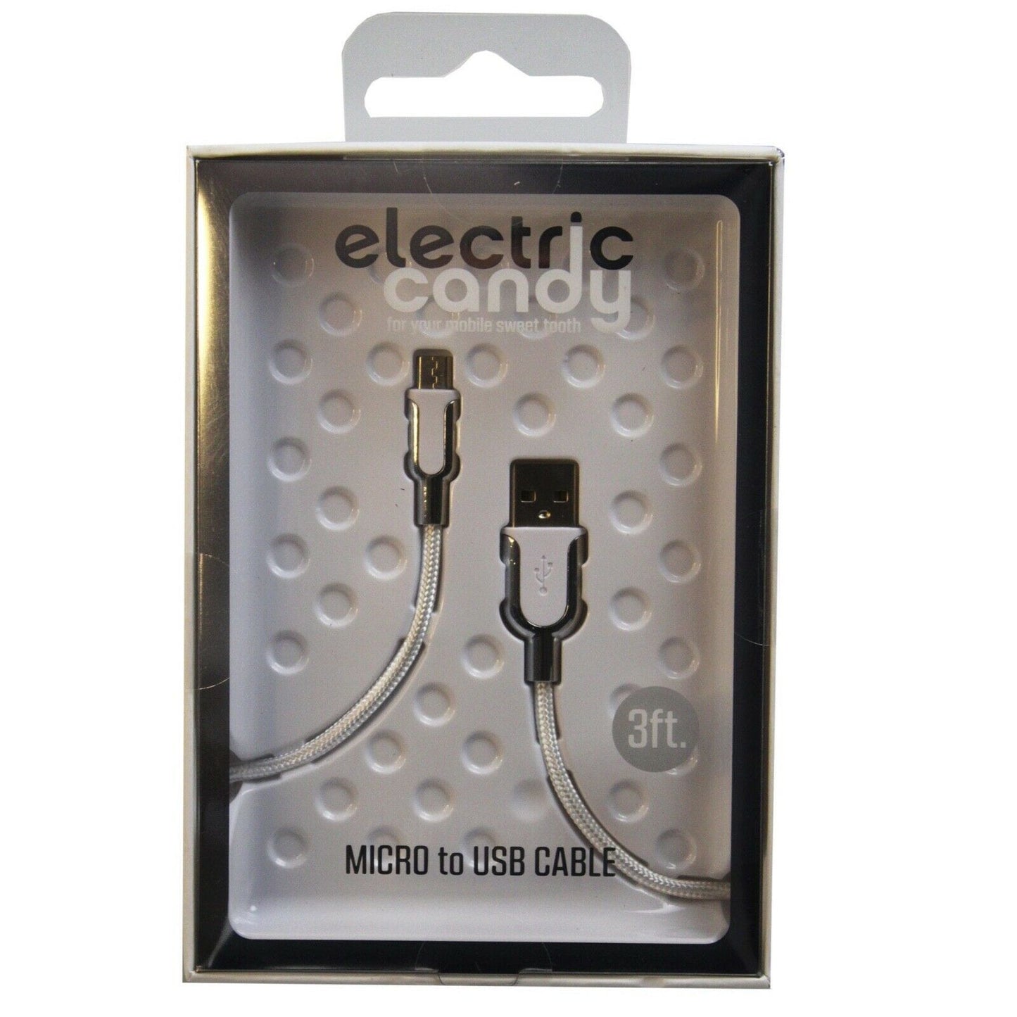 Electric Candy 3 Ft Micro Usb Cable In Silver And White