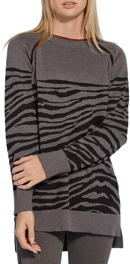 Lysse Womens Serene Autumn Knit Zebra Pullover Sweater M