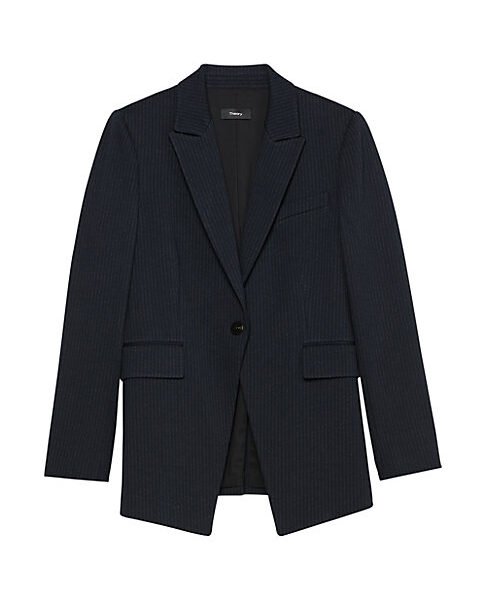 Theory Striped Blazer — Navy, Size 8
