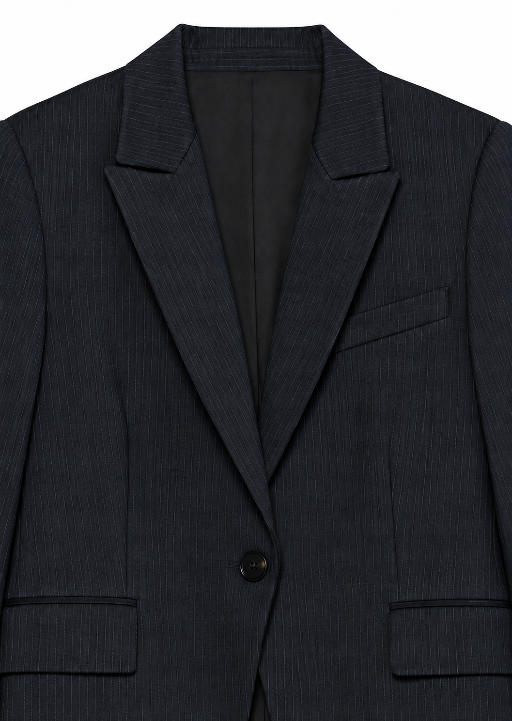 Theory Striped Blazer — Navy, Size 8, AI-enhanced catalog detail