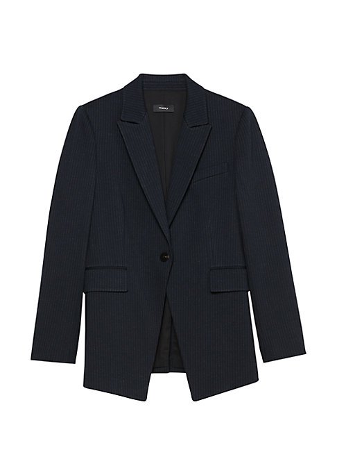 Theory Striped Blazer — Navy, Size 8, original catalog front view