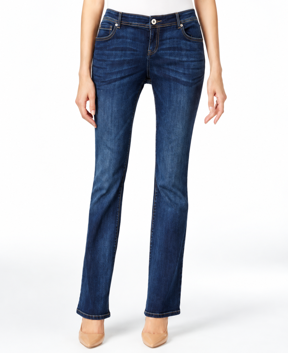 AI-enhanced catalog image: INC Slim Bootcut Jeans — Indigo Wash, Size 0