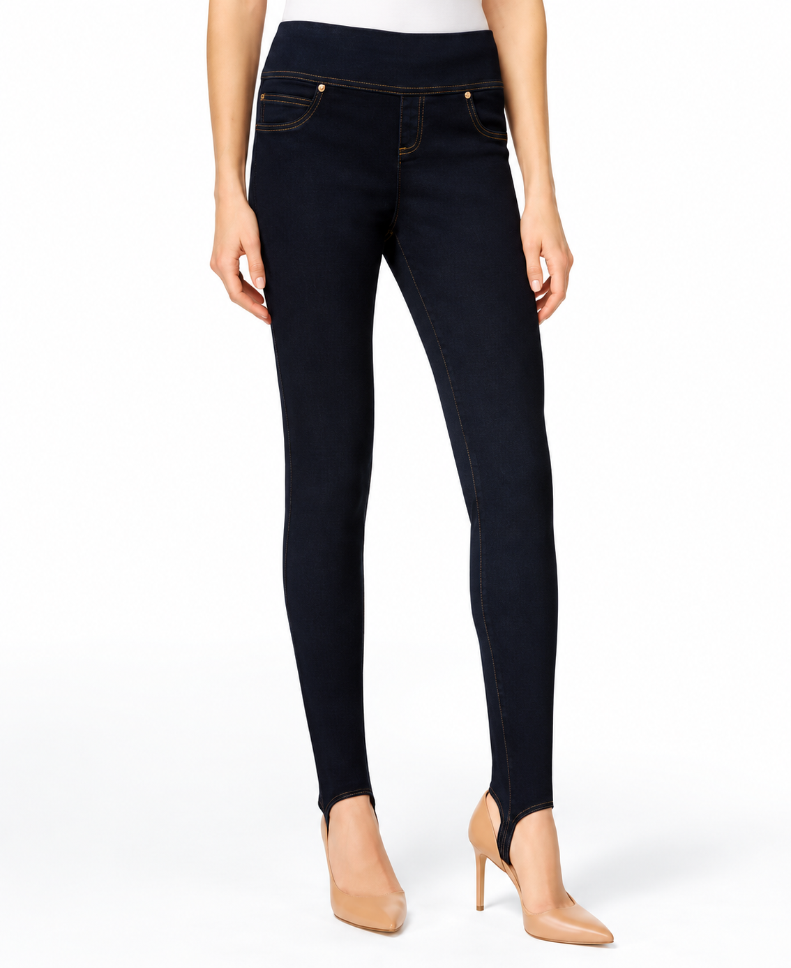 AI-enhanced catalog image: INC Petite Stirrup Skinny Jeans — Indigo, Size 0P