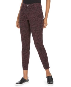 Style & Co Curvy-Fit Printed Skinny Jeans — Wild Puma Berry Jam, Size 12