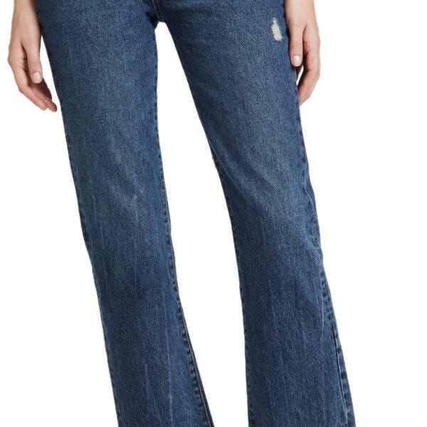 DL1961 Emilie High-Rise Straight Jeans — Rigid Dark Distressed, Size 29