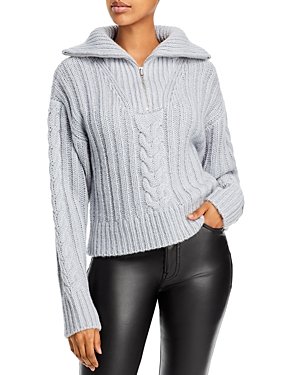 AQUA Cable-Knit Half-Zip Sweater – Mist